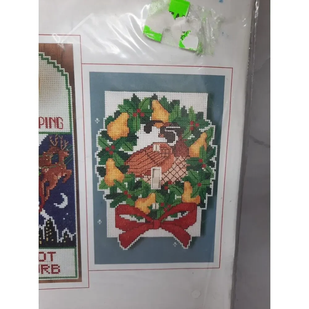 Sunset Christmas Sign and Switchplate Covers 18308 Cross Stitch Kit Vtg 1990